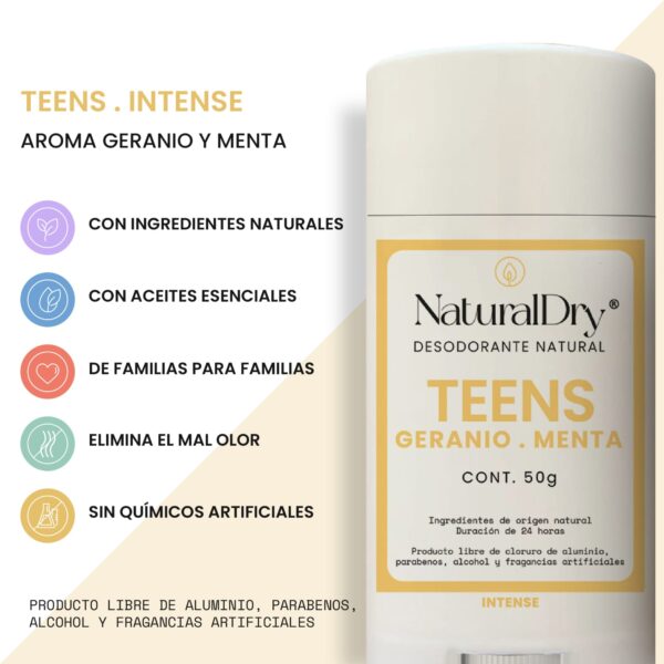 Desodorantes naturales marca Natural Dry TEENS